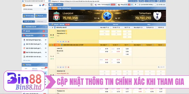 Cập nhật thông tin chính xác khi tham gia sảnh cược