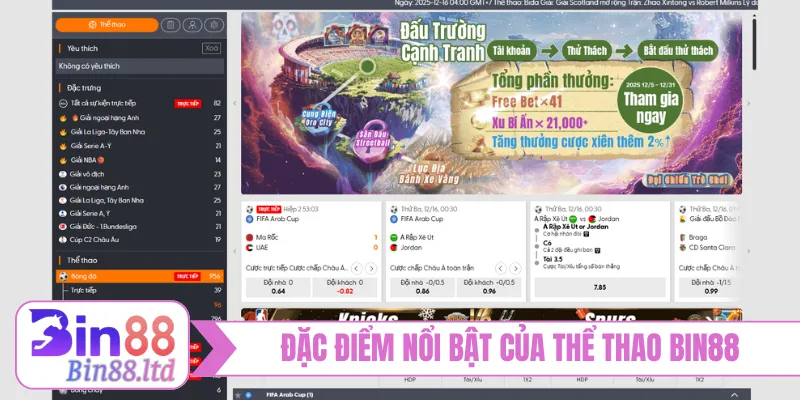 Đặc điểm nổi bật của thể thao BIN88