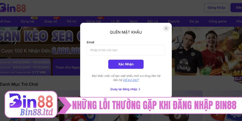Những lỗi thường gặp khi đăng nhập BIN88